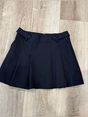 Avec Les Filles Black Mini Skirt with Tab Detail school girl style